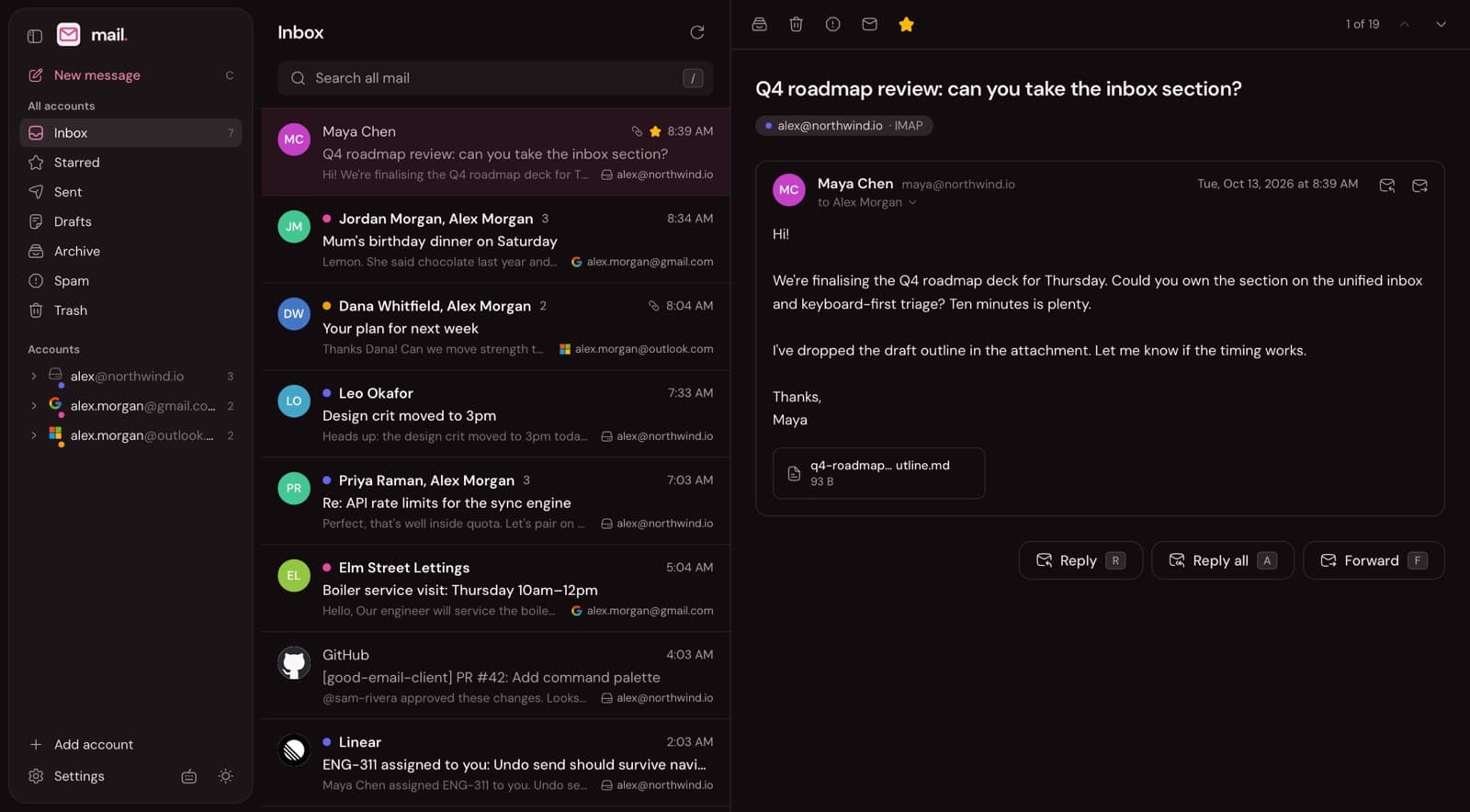 The unified inbox with an open conversation